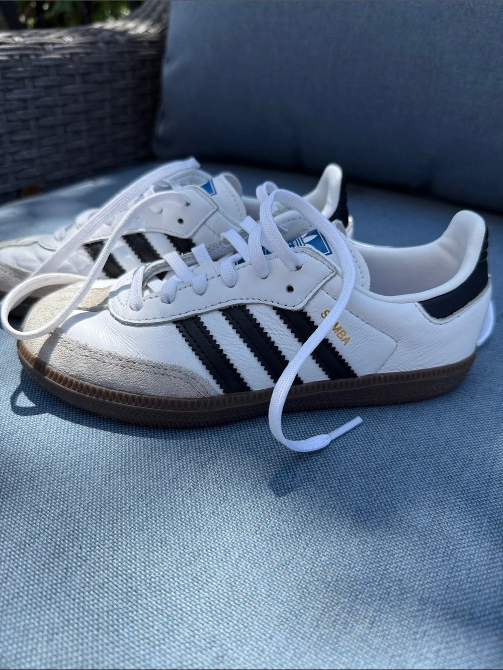adidas Kids Samba Sneakers - White Black with Gum Sole